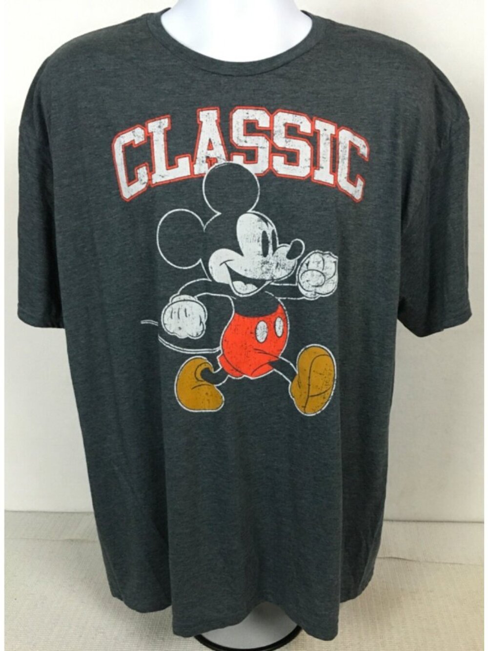 Disney T shirt Unisex Size 2XL 50 Gray Classic Mickey Mouse Short Sleeves New